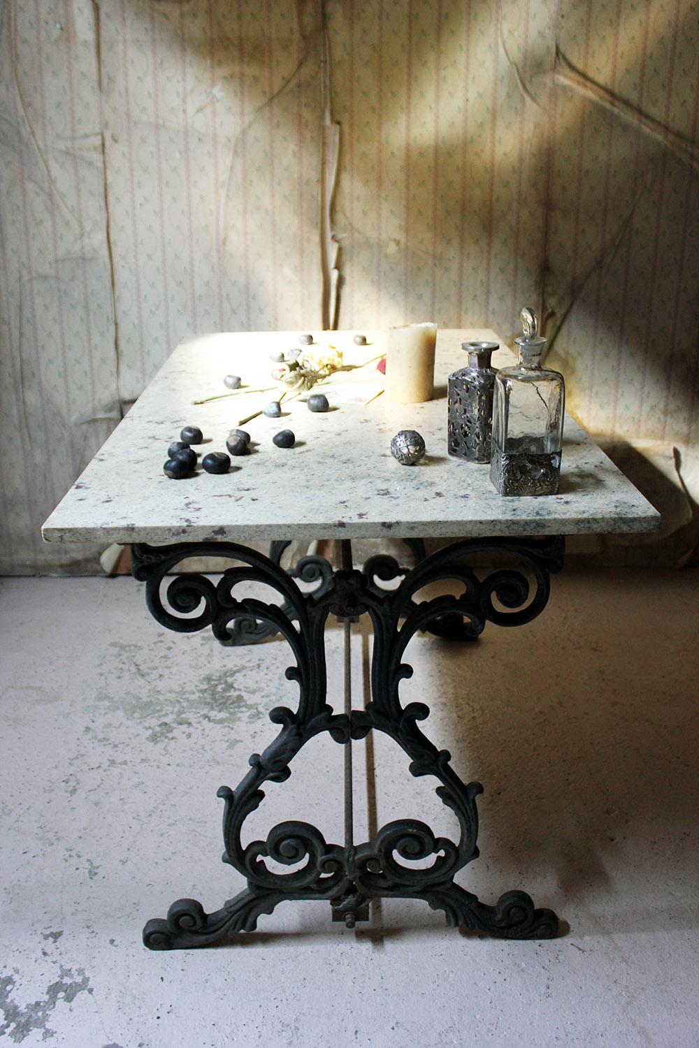 Late Victorian Cast Iron and Marble Topped Table, circa 1900 14