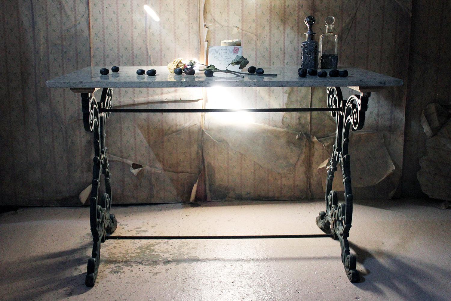 Late Victorian Cast Iron and Marble Topped Table, circa 1900 15