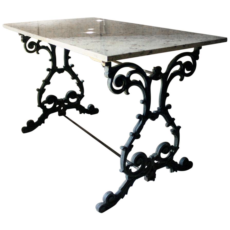 Late Victorian Cast Iron and Marble Topped Table, circa 1900