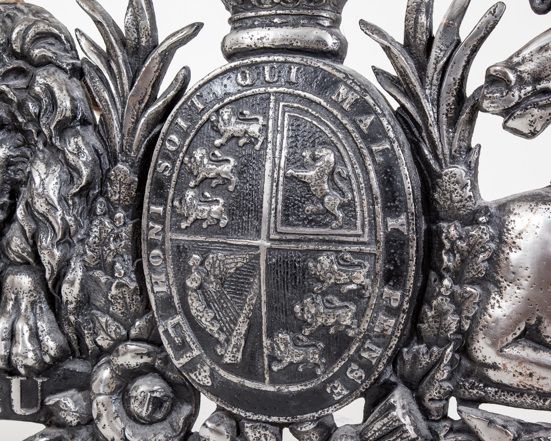 19th Century Late Victorian Cast Iron Royal Coat of Arms For Sale
