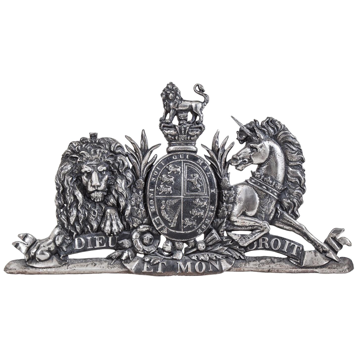 Late Victorian Cast Iron Royal Coat of Arms For Sale