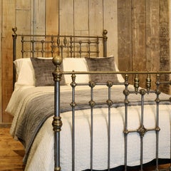 Late Victorian Cast Iron, Steel and Brass Antique Bed, MD103