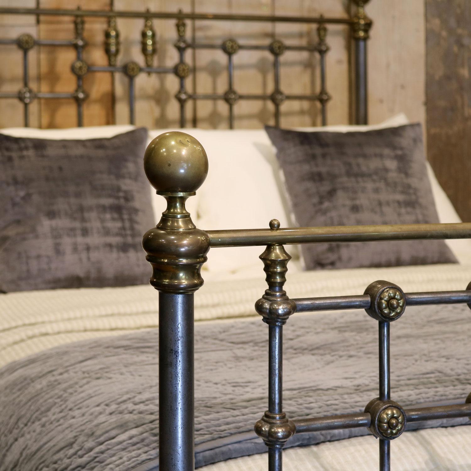 European Late Victorian Cast Iron, Steel and Brass Antique Bed, MD103