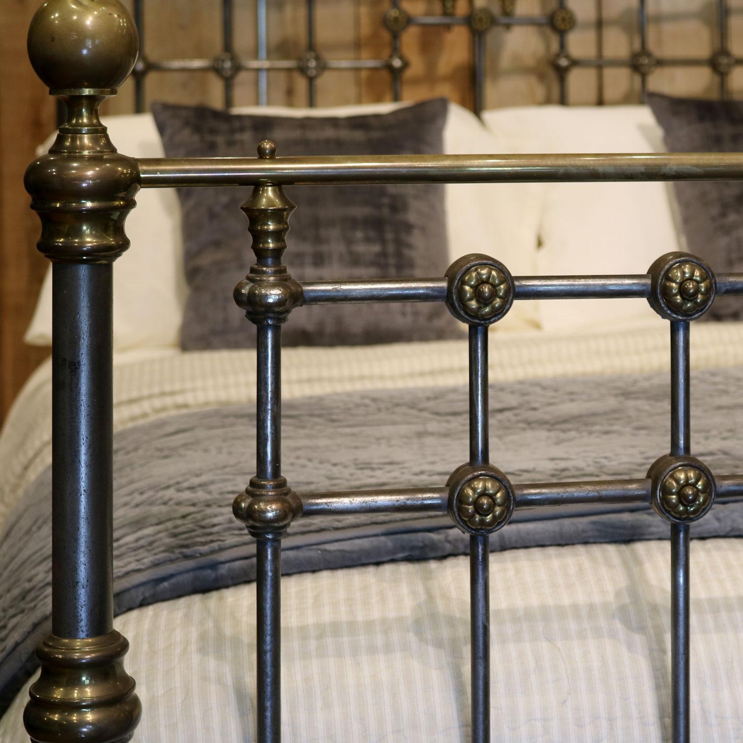 19th Century Late Victorian Cast Iron, Steel and Brass Antique Bed, MD103