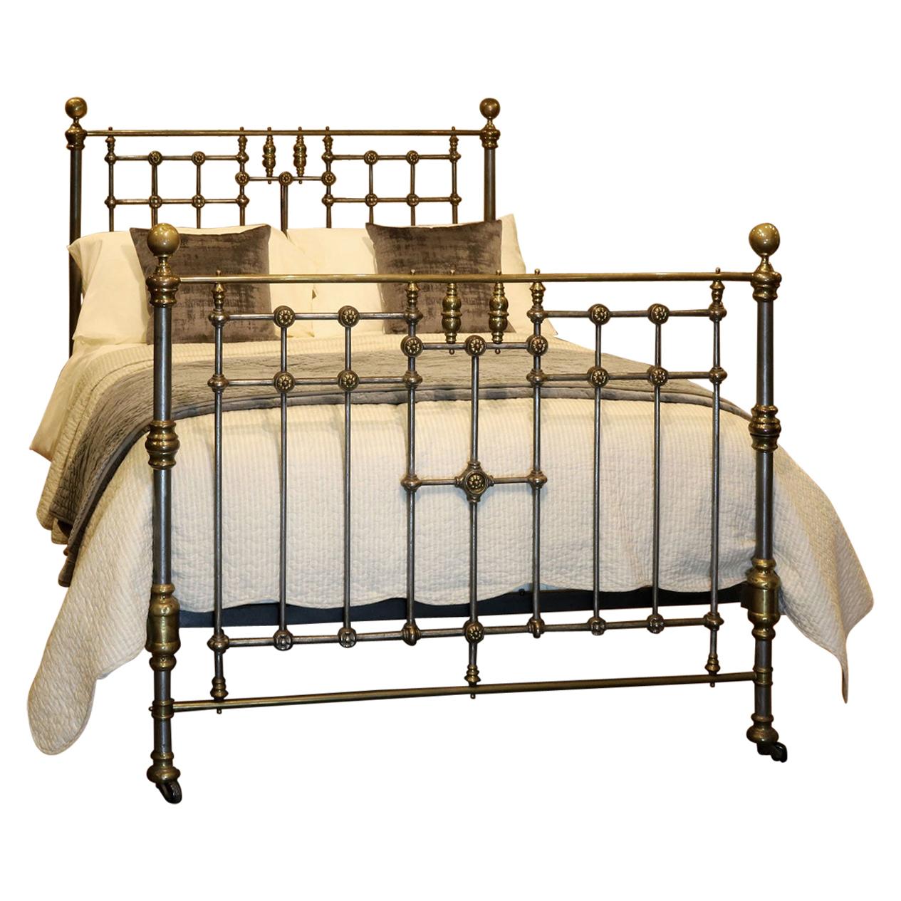 Late Victorian Cast Iron, Steel and Brass Antique Bed, MD103