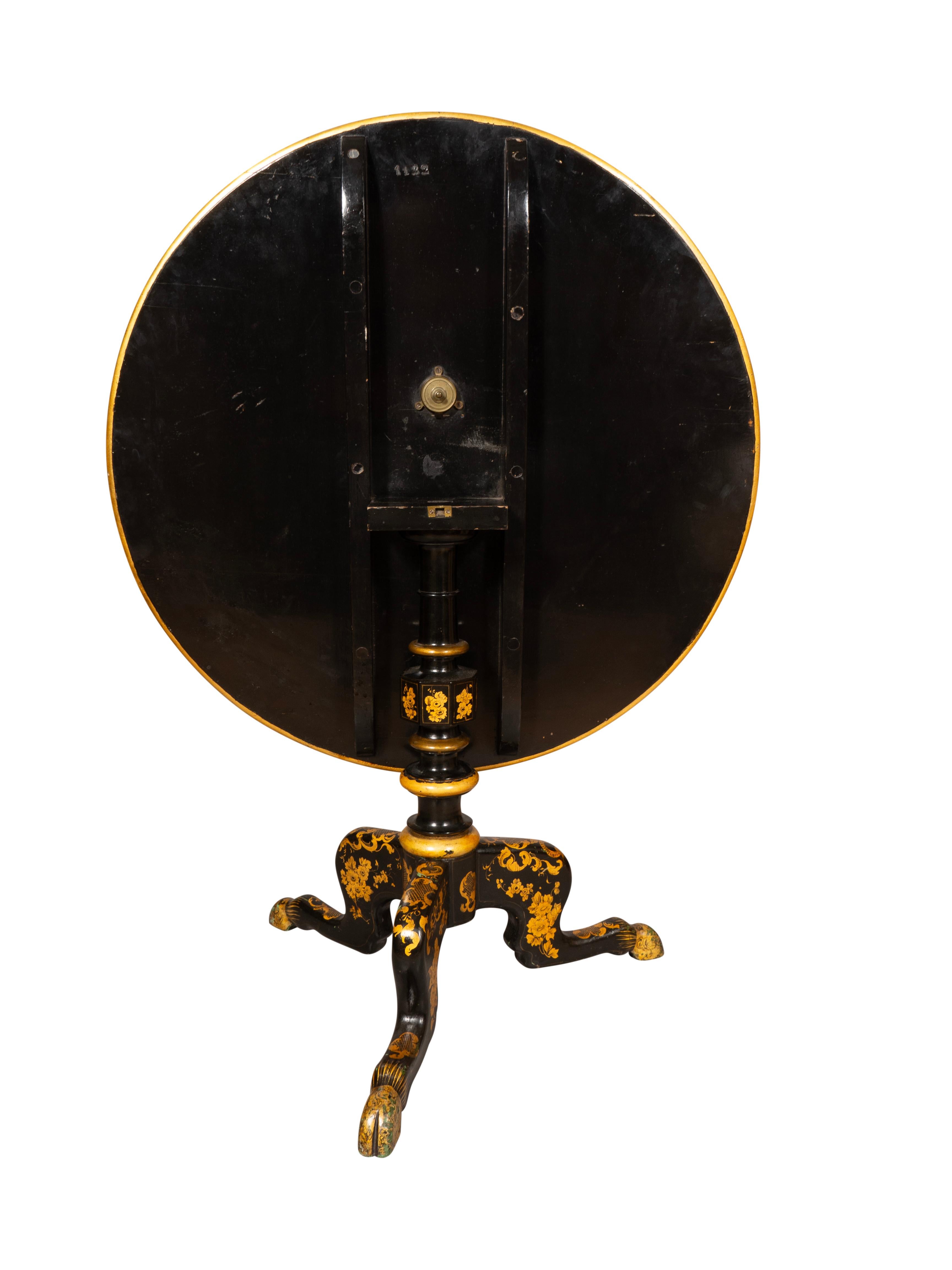 English Late Victorian Chinese Export Style Tilt Top Table