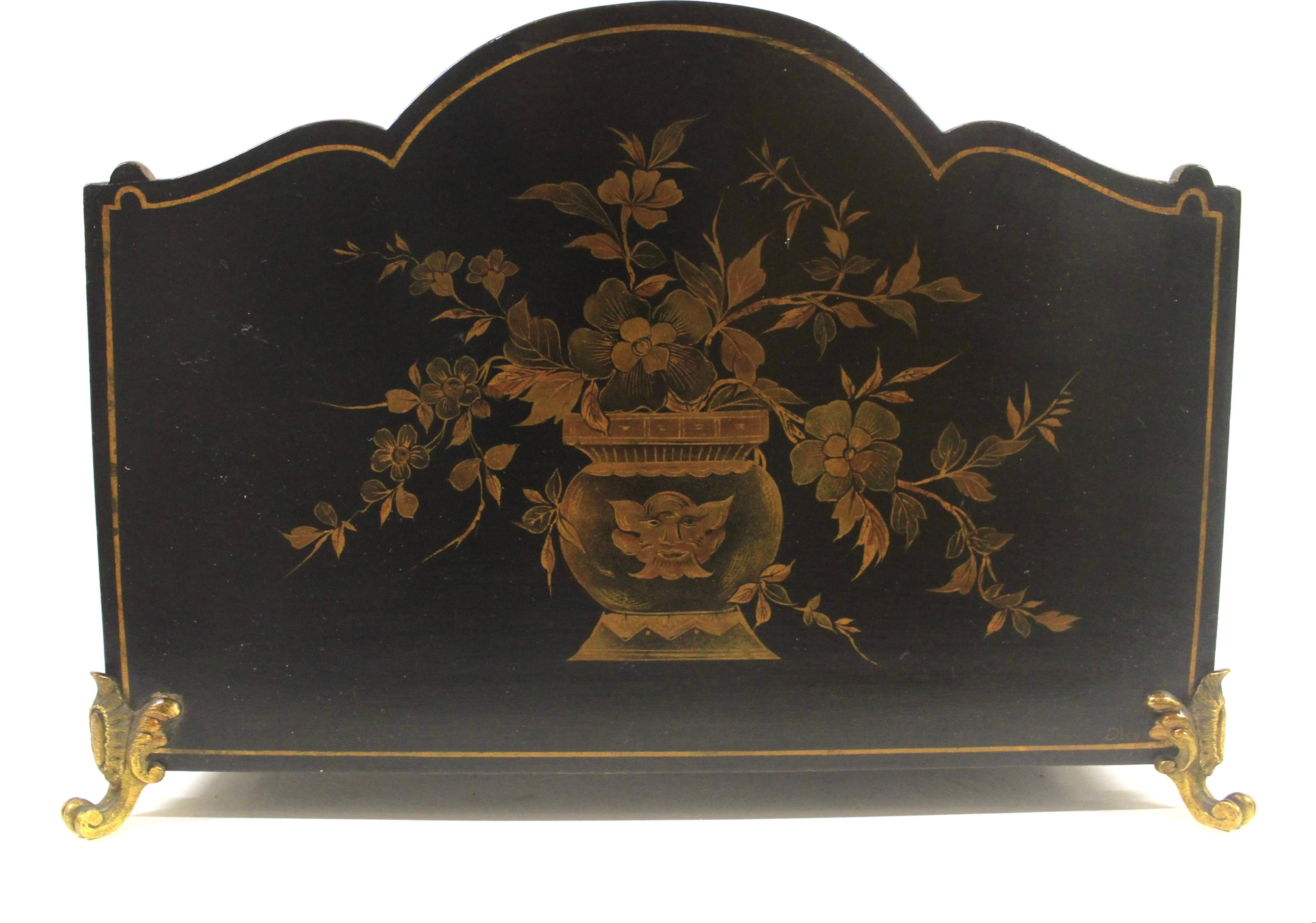 English Late Victorian Chinoiserie decorated Letter rack For Sale