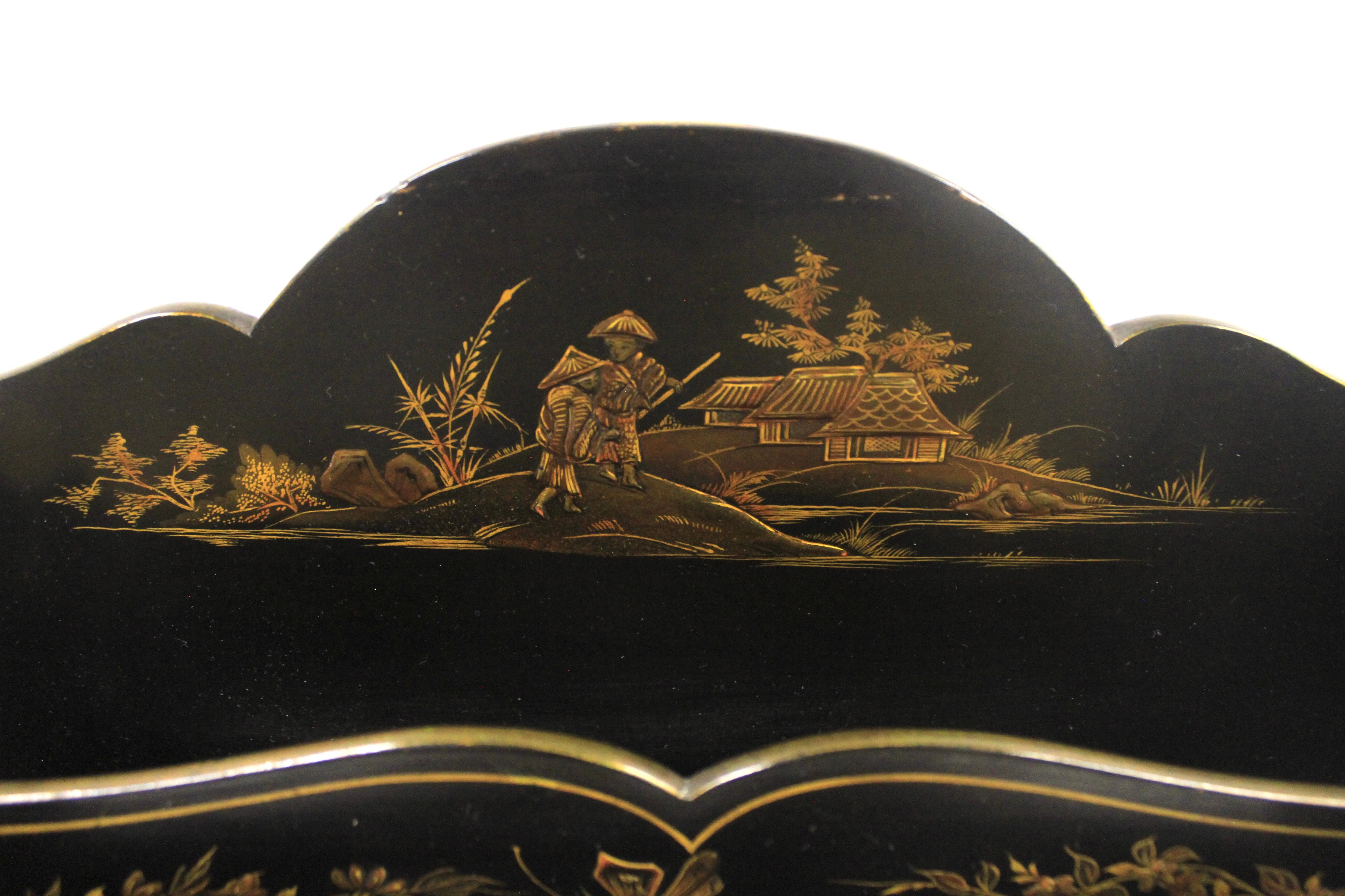 Lacquered Late Victorian Chinoiserie decorated Letter rack For Sale