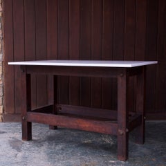 Victorian Confectioners Milk Glass Vintage Industrial Kitchen Work Table Island