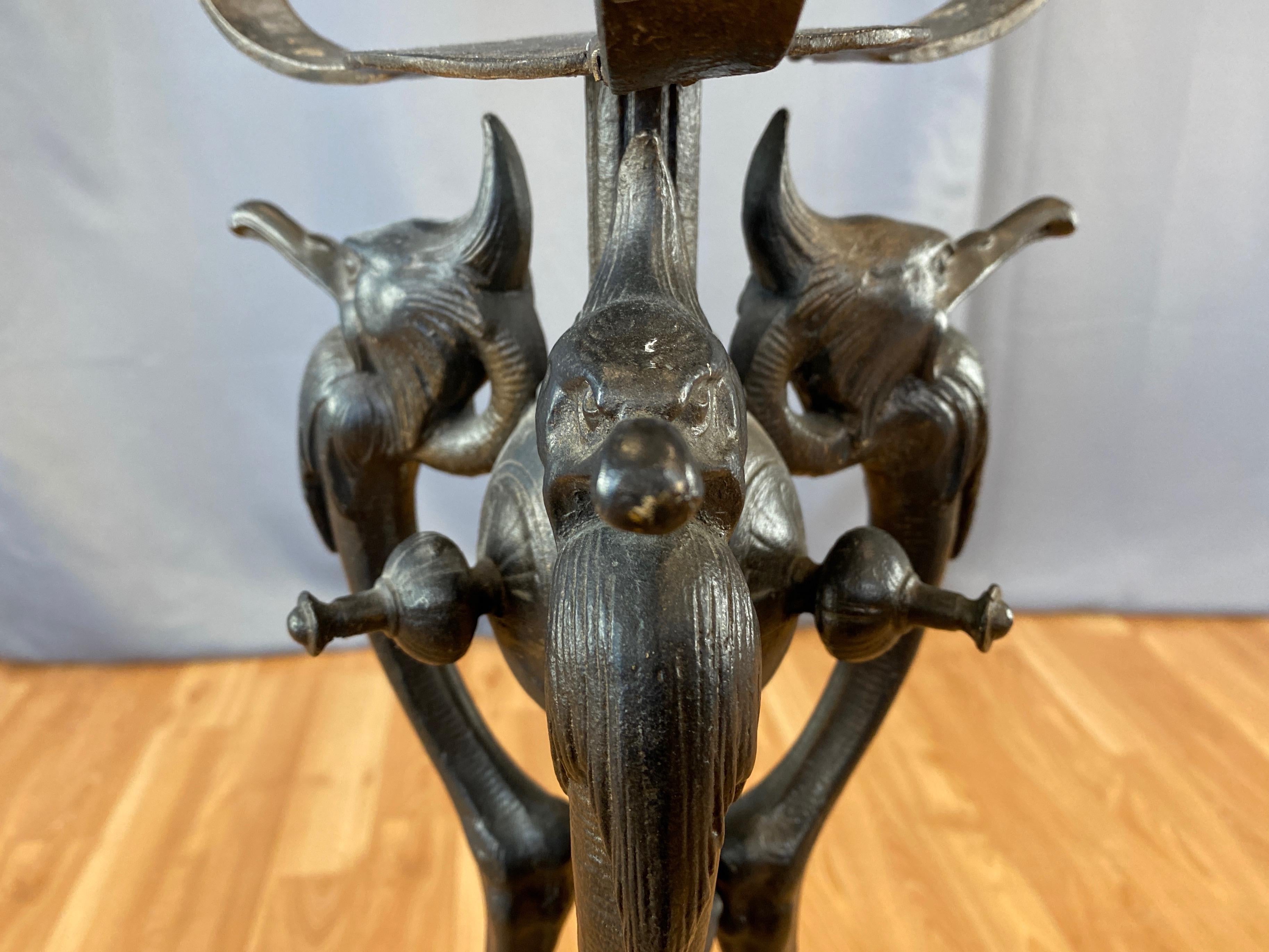 Late Victorian Cormorant-Motif Tall Cast Iron Plant Stand, c. 1890 7