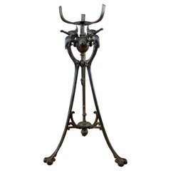 Antique Late Victorian Cormorant-Motif Tall Cast Iron Plant Stand, c. 1890