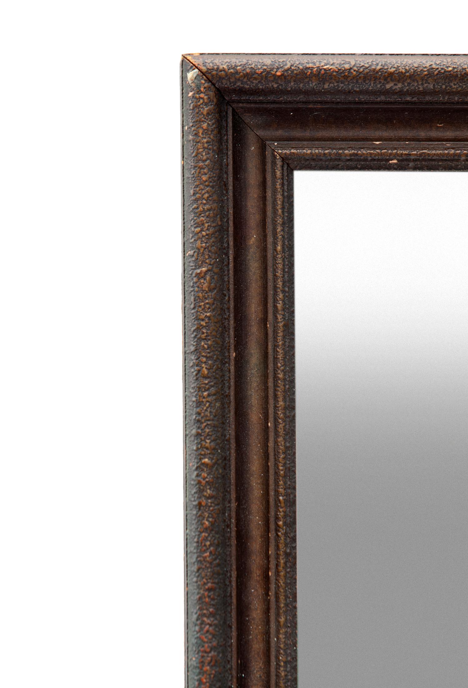 American Late Victorian Dark Bronze Gessoed Wood Wall Mirror For Sale