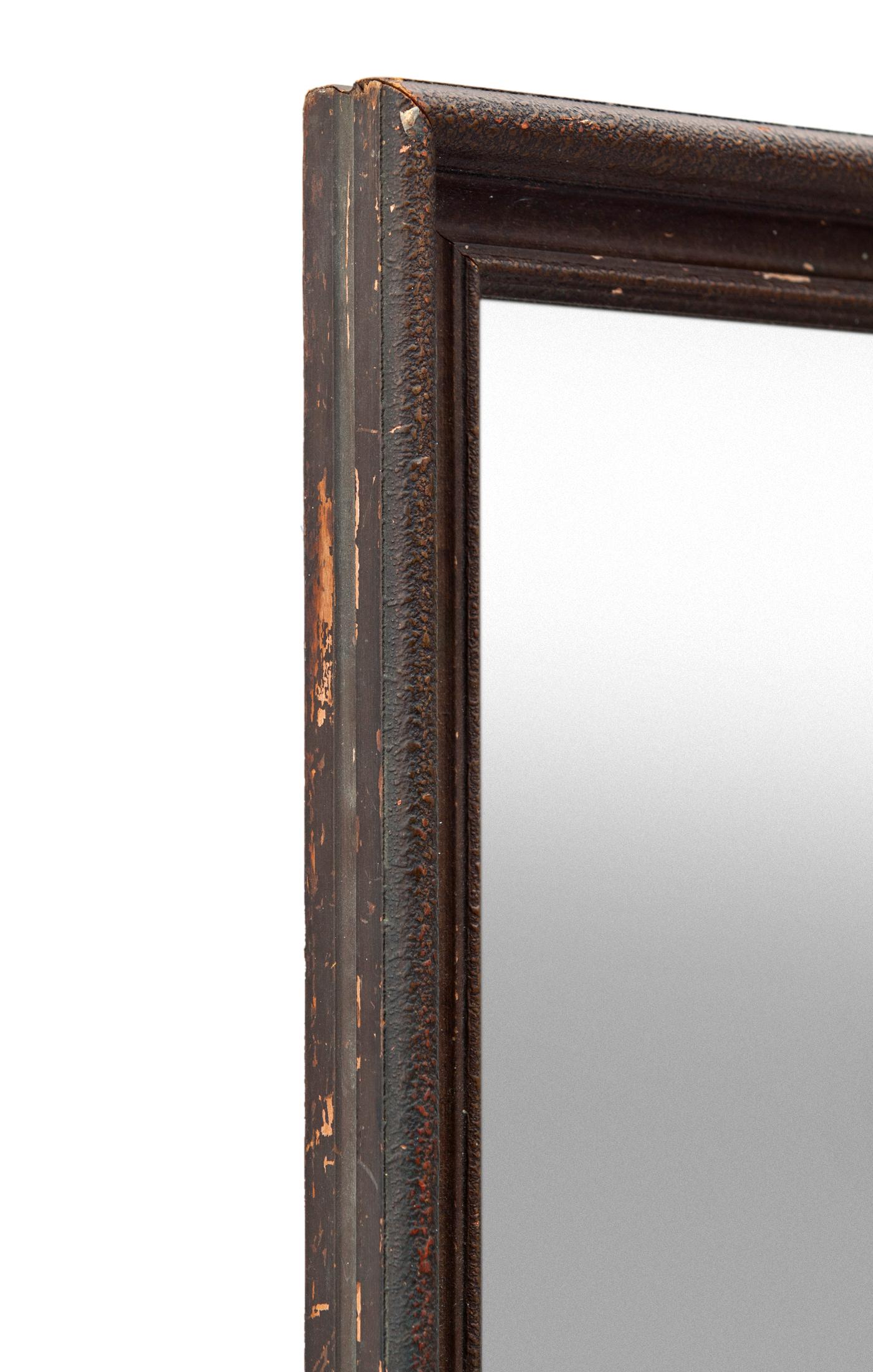 Hand-Crafted Late Victorian Dark Bronze Gessoed Wood Wall Mirror For Sale