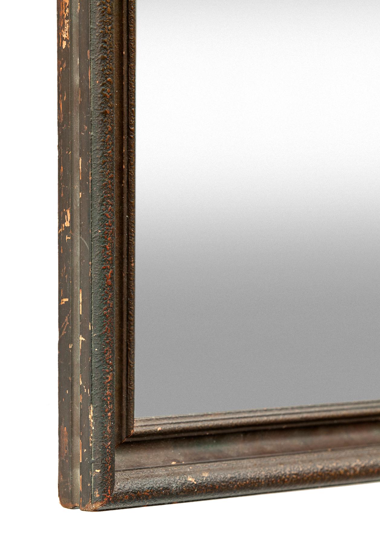 Late Victorian Dark Bronze Gessoed Wood Wall Mirror In Good Condition For Sale In Malibu, CA