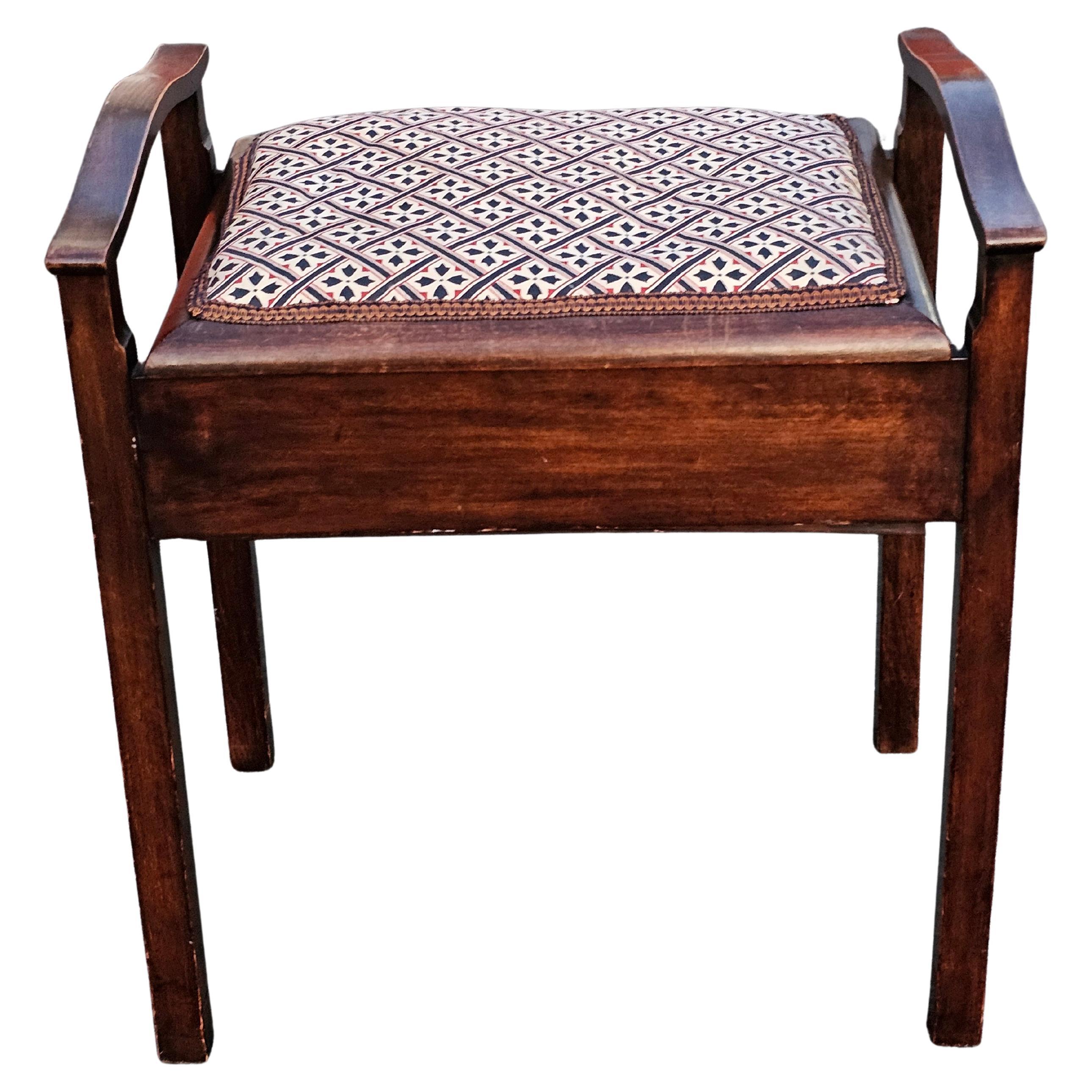 Late Victorian Dark Walnut Piano Stool with Sheet Compartment