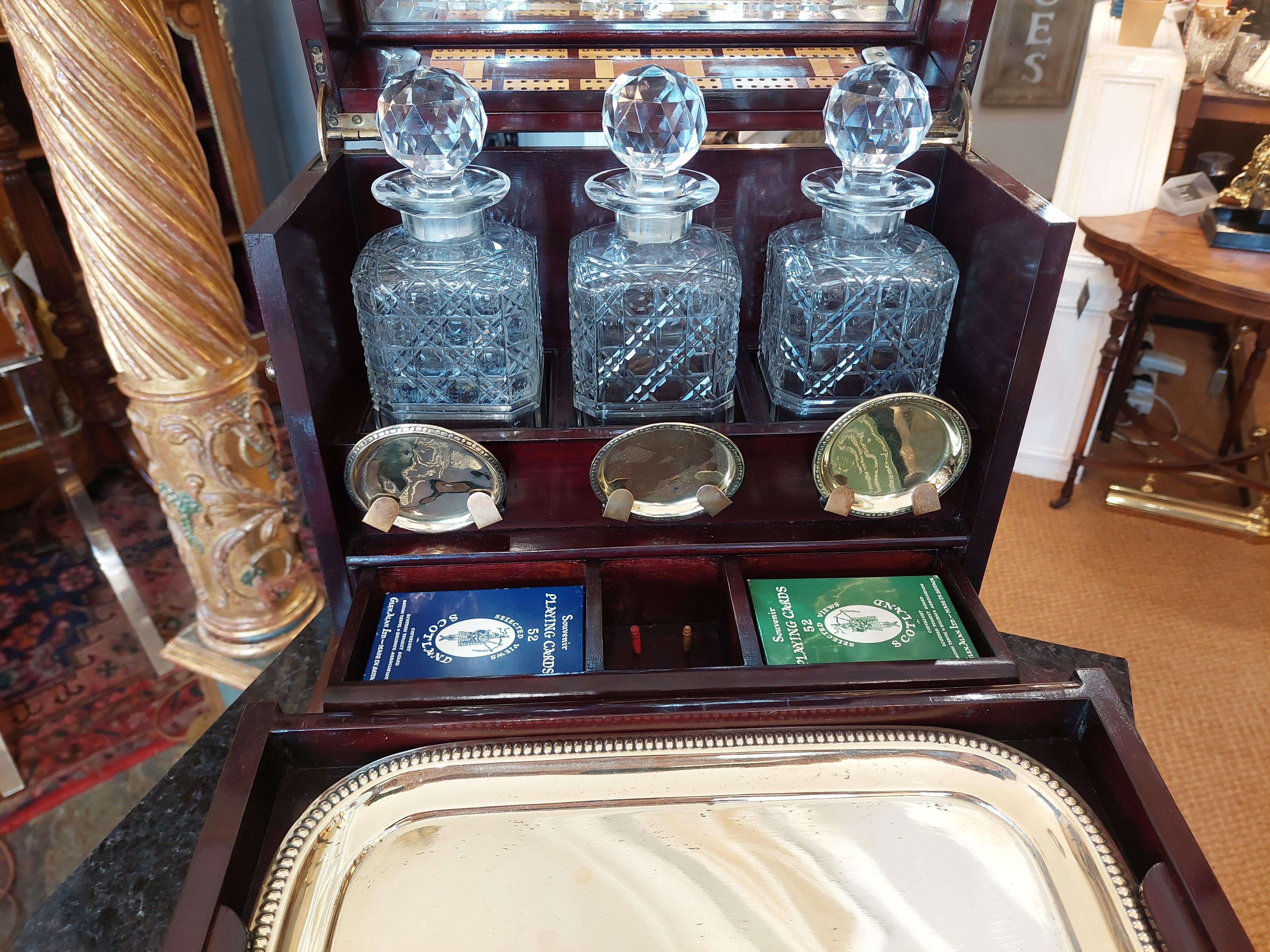 Late 19th Century Late Victorian Decanter Box & Games Compendium For Sale