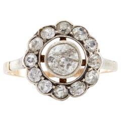 Late Victorian Diamond 10k Yellow Gold Silver Cluster Ring