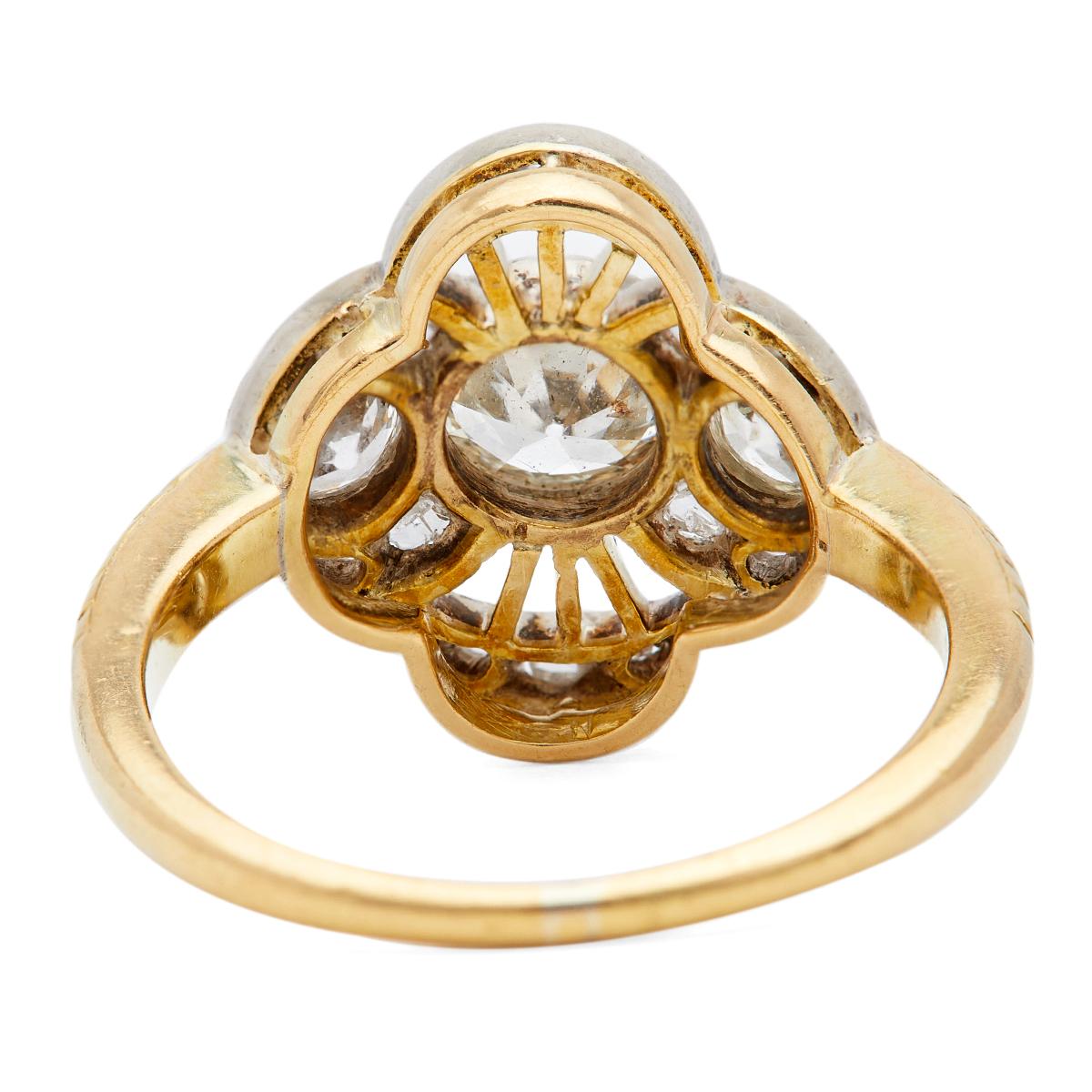 Late Victorian Diamond 18k Yellow Gold Silver Ring 1
