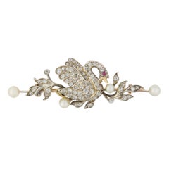 Late Victorian Diamond and Pearl Brooch