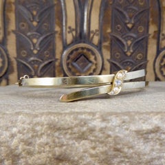 Late Victorian Diamond and Seed Pearl Bangle in 15 Carat Yellow Gold