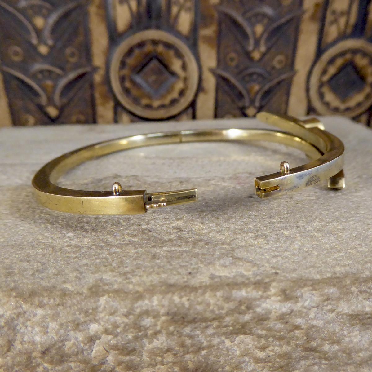 Late Victorian Diamond and Seed Pearl Bangle in 15 Carat Yellow Gold 1