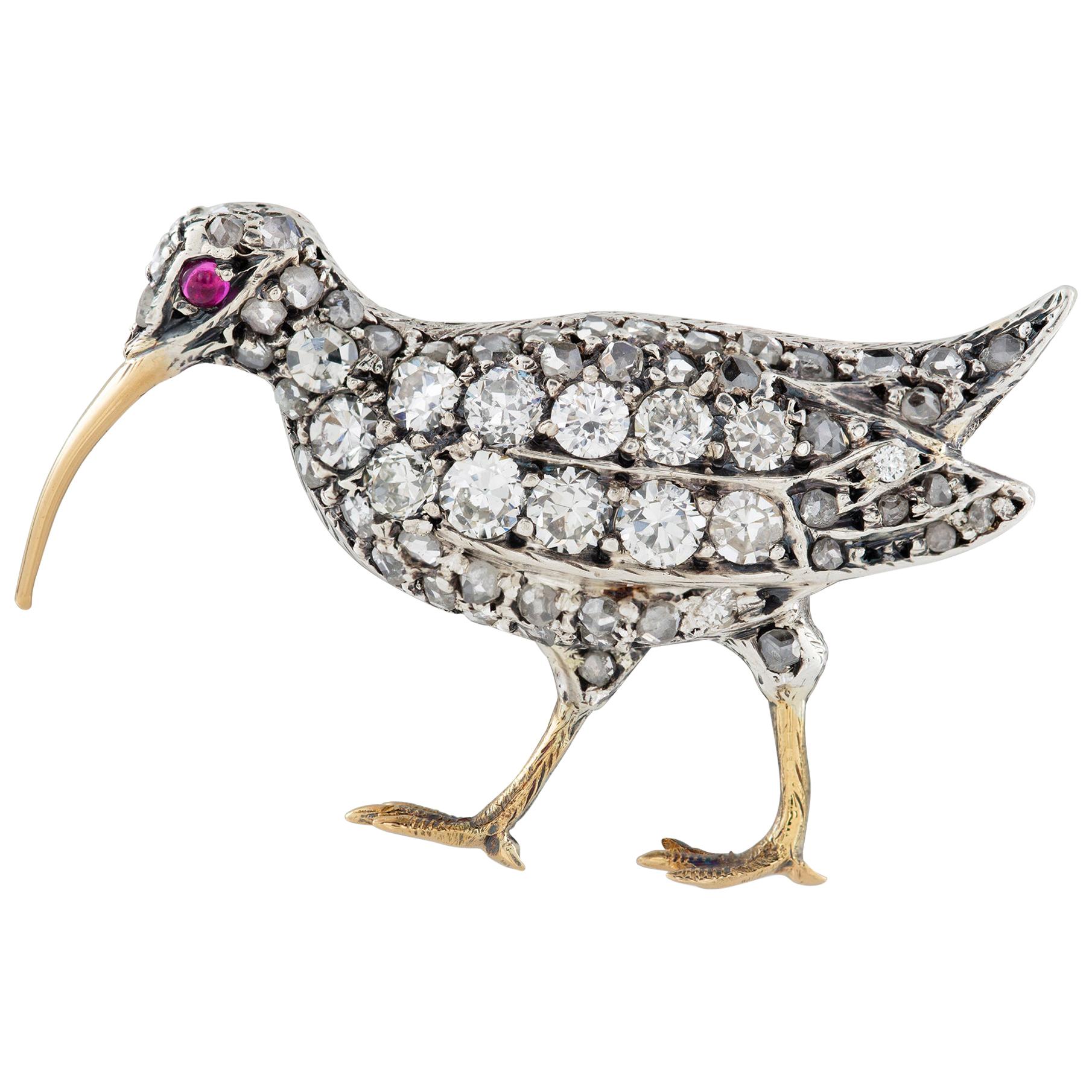 Late Victorian Diamond Bird Brooch