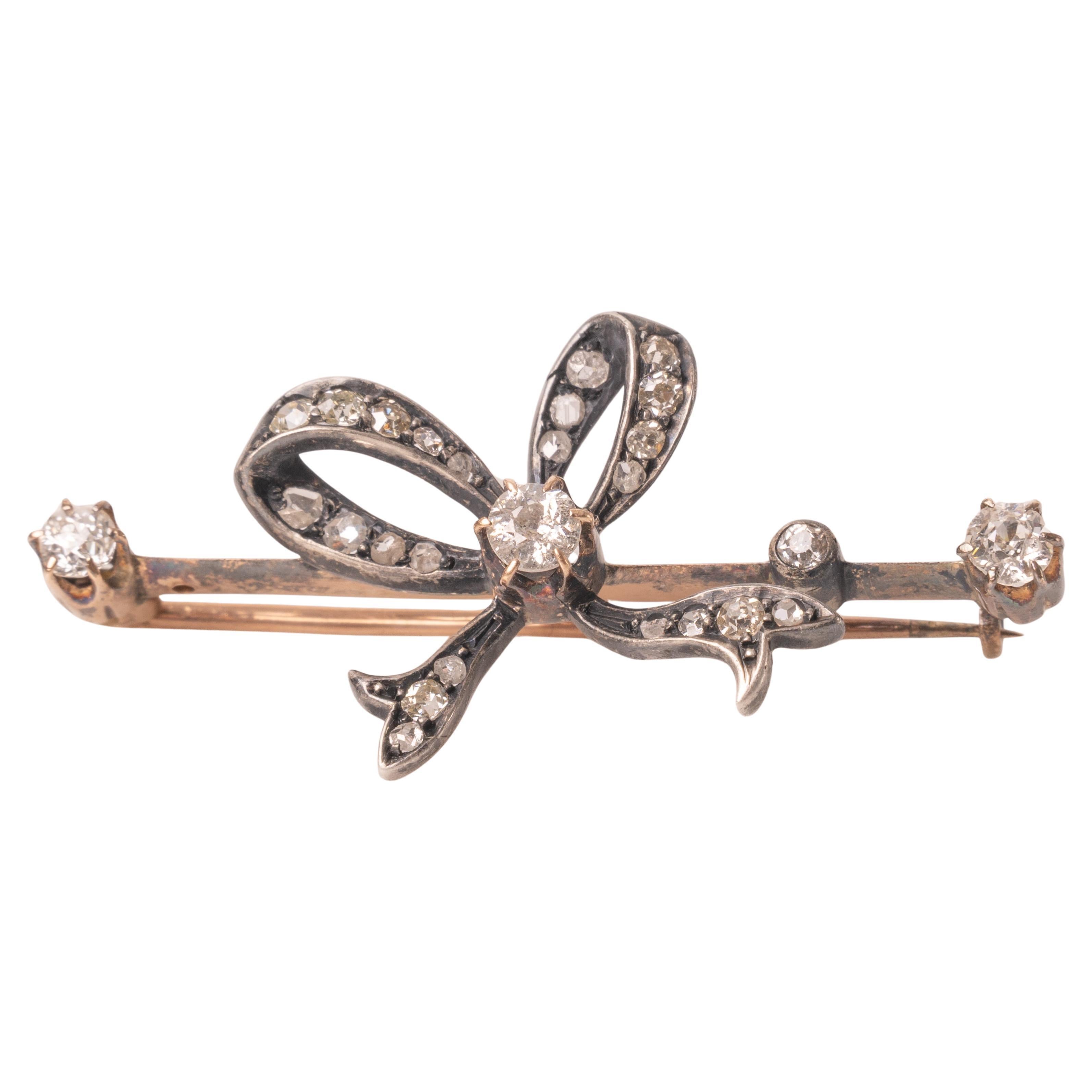 Late Victorian Diamond Bow Brooch