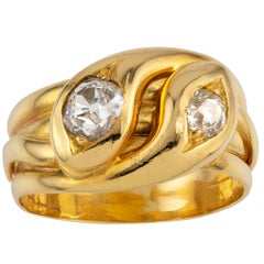 Late Victorian Diamond Double Snake Gold Ring