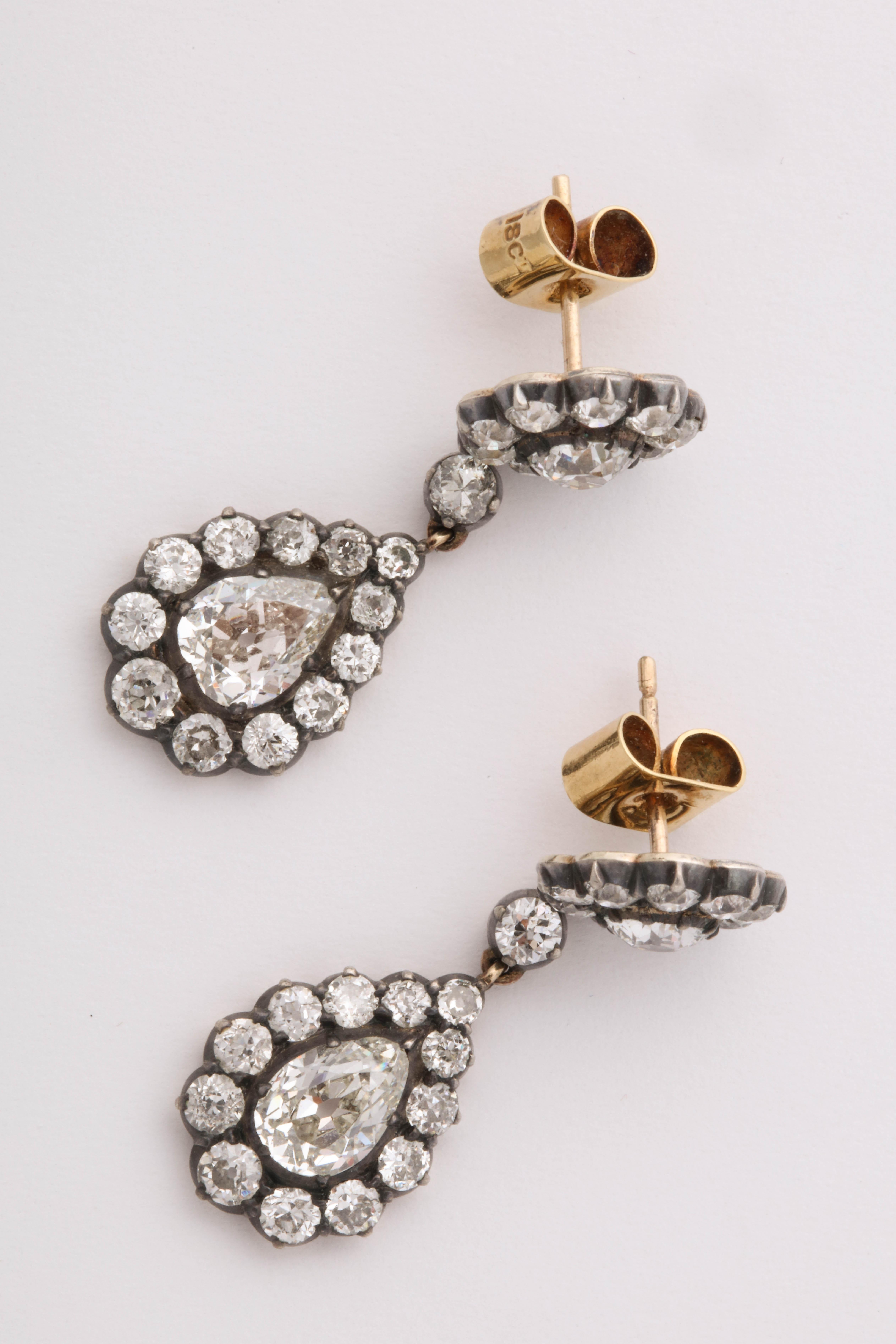 Late Victorian Diamond Earrings In Excellent Condition For Sale In New York, NY