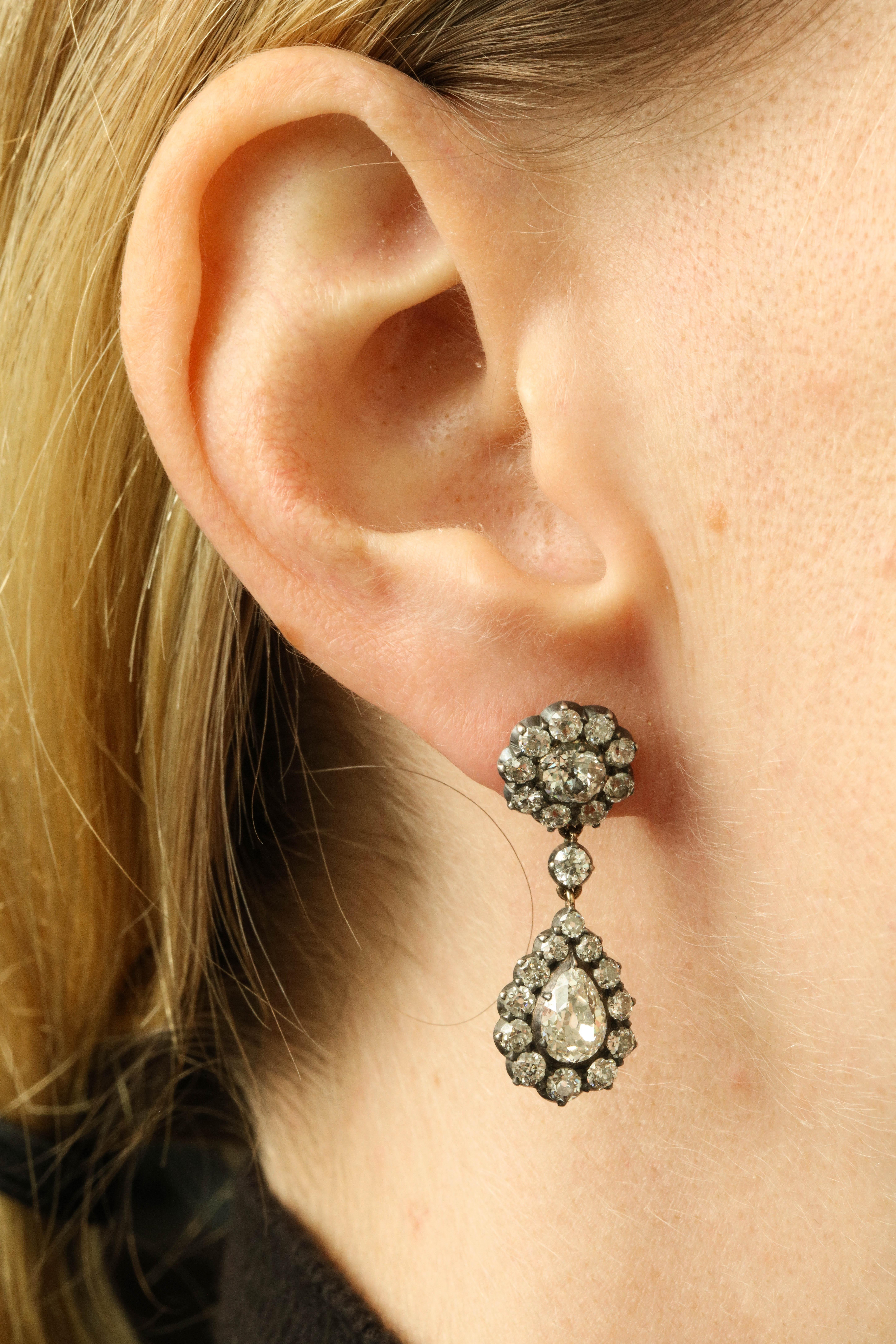 Late Victorian Diamond Earrings For Sale 1