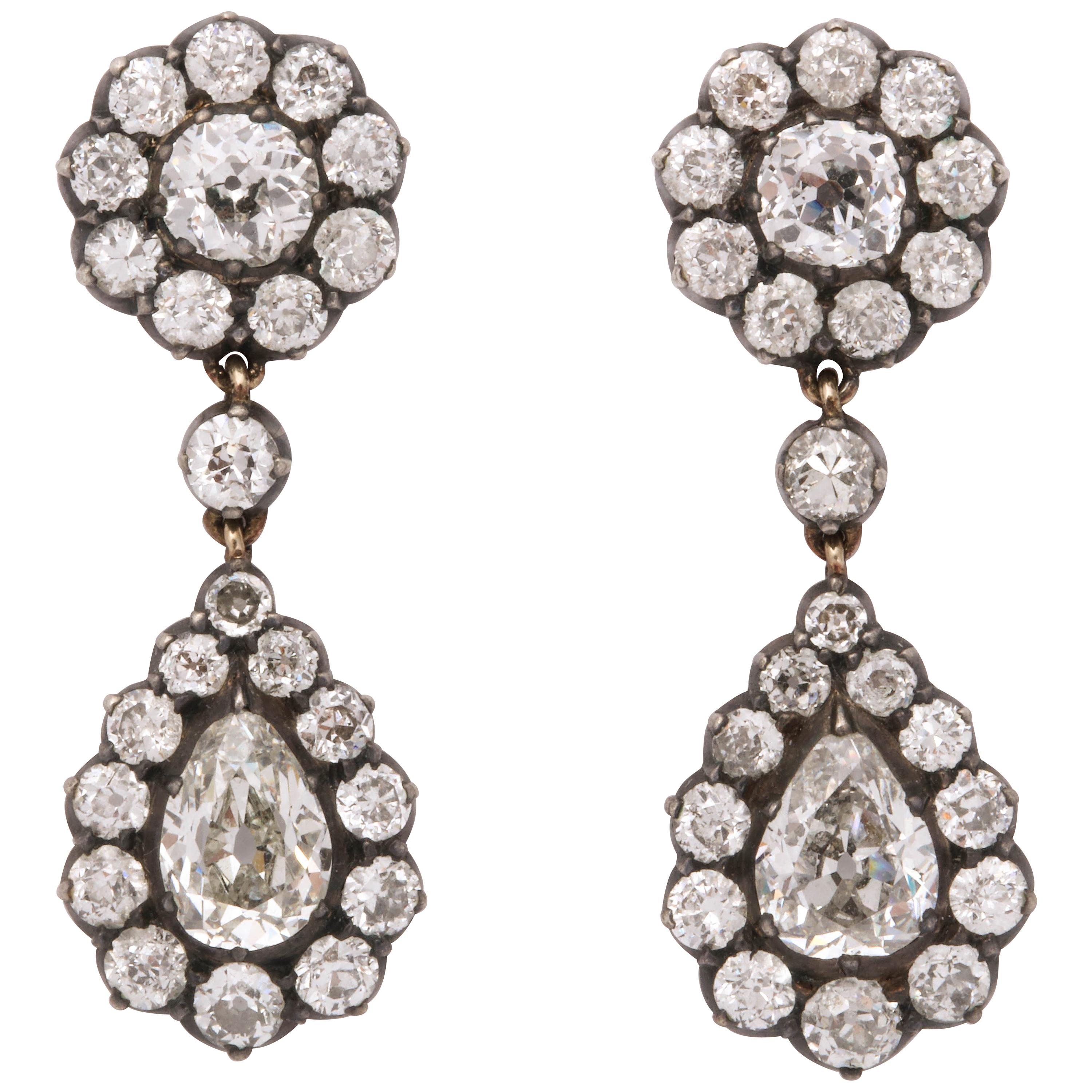 Late Victorian Diamond Earrings For Sale