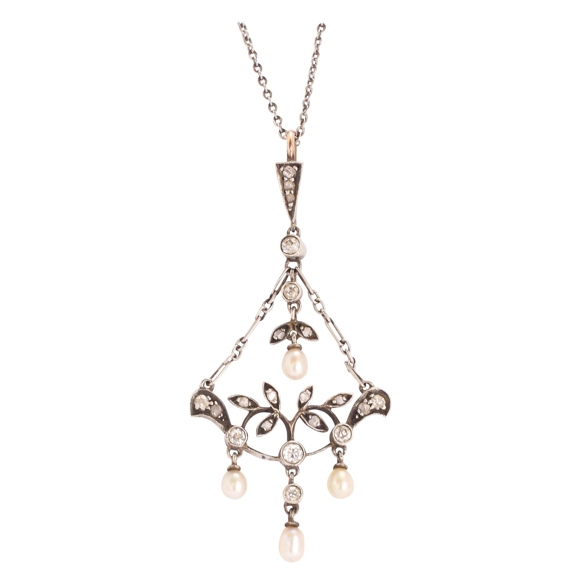 Late Victorian Diamond Pearl Pendant
