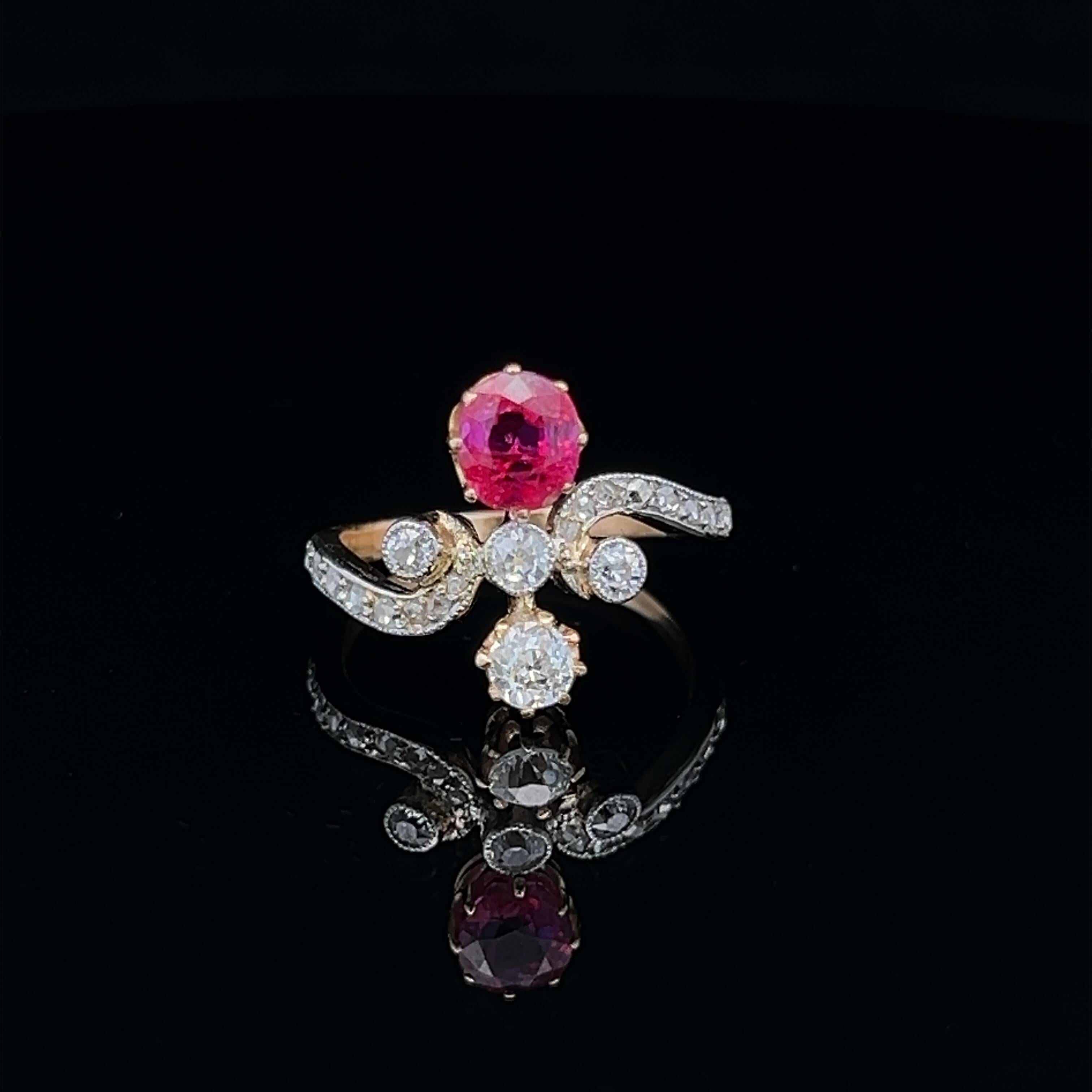 Late Victorian Late-Victorian Diamond & Ruby Ring Circa 1890