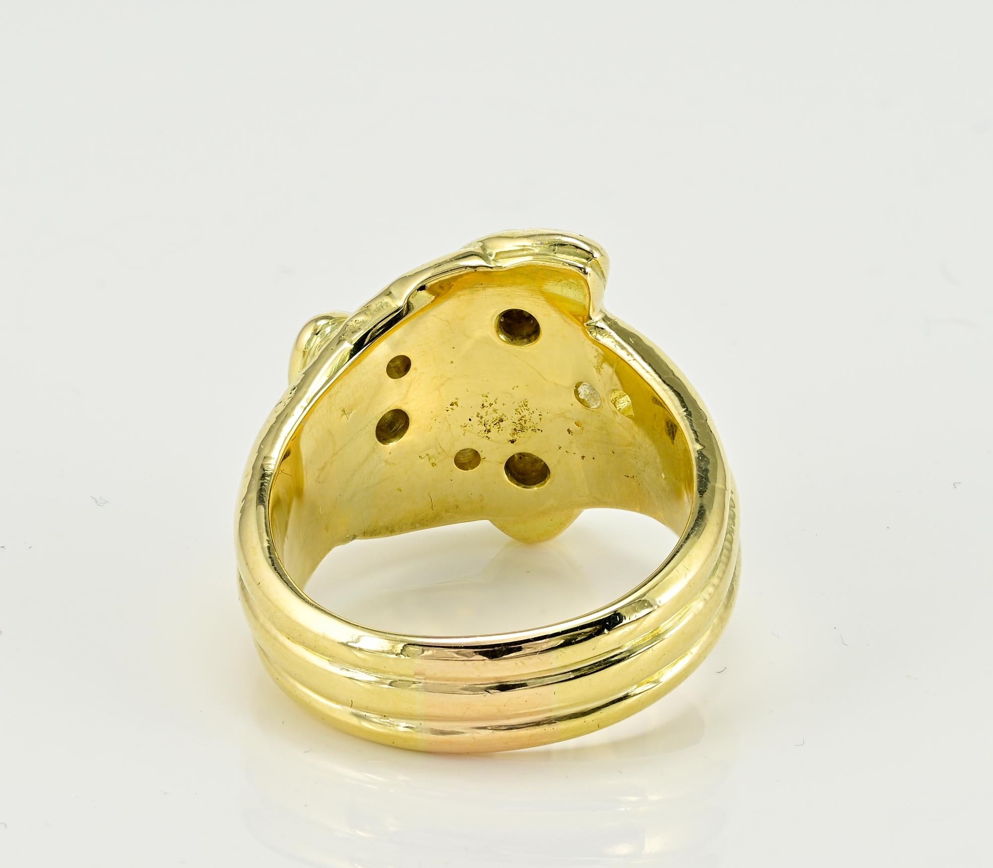 Late Victorian Diamond Snake Ring 14 KT gold For Sale 1