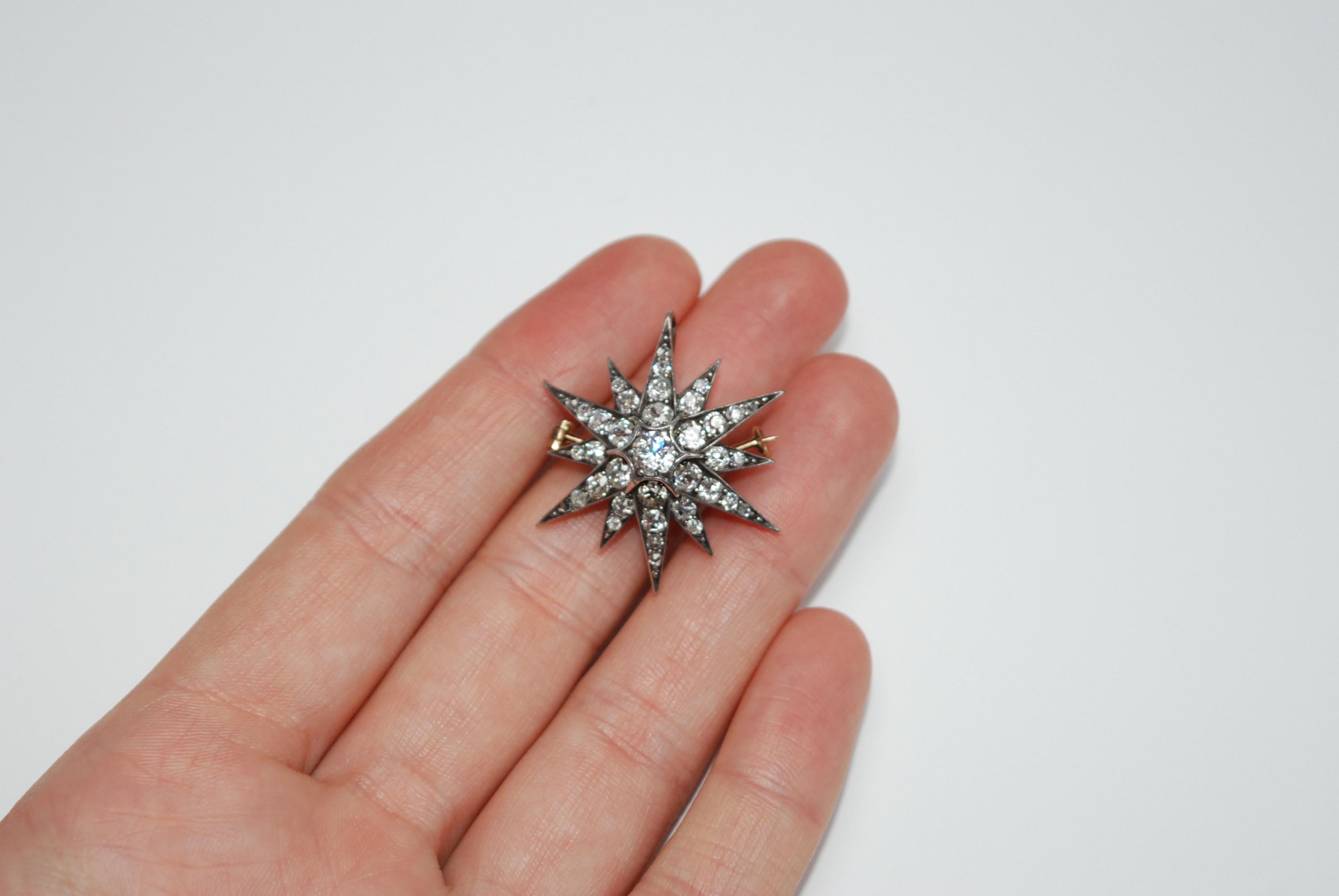 Late Victorian Diamond Star Brooch In Excellent Condition In London, GB