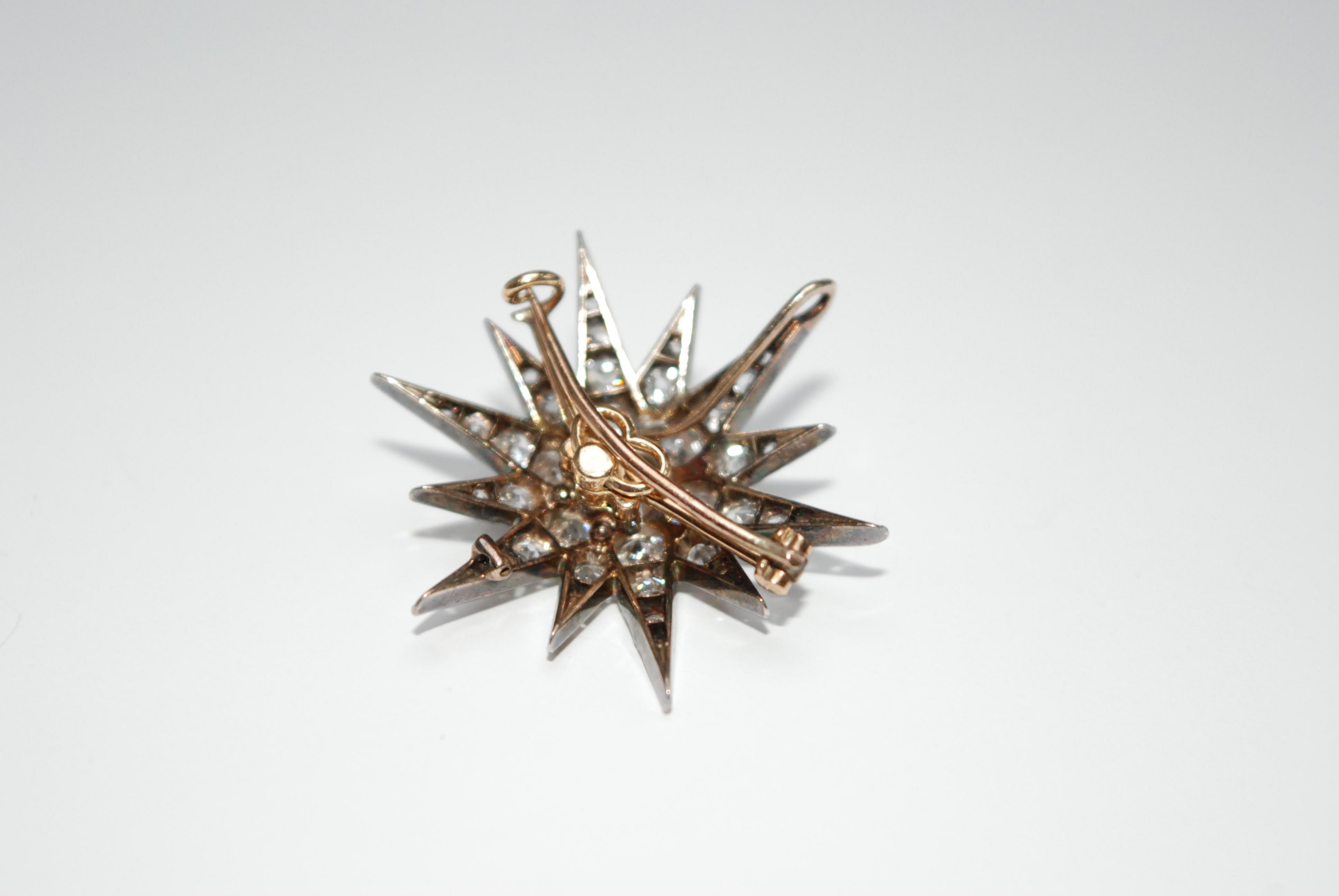 Women's or Men's Late Victorian Diamond Star Brooch