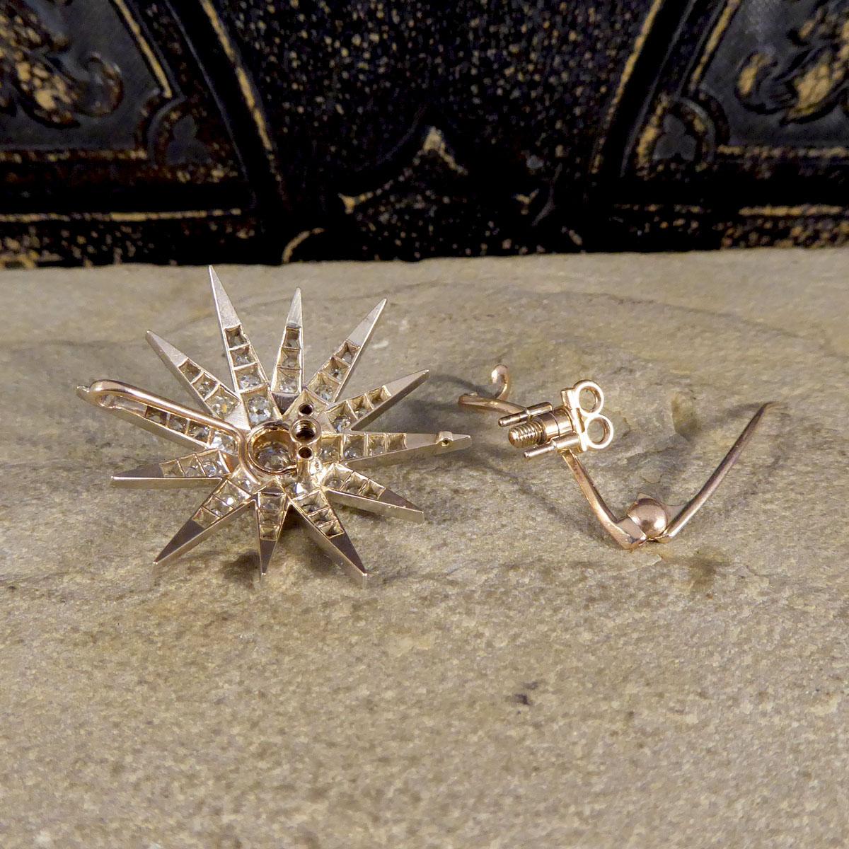 Late Victorian Diamond Star Brooch Pendant and Hair Pin in Original Box In Good Condition In Yorkshire, West Yorkshire