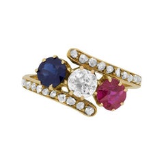 Late Victorian Diamond, Ruby and Sapphire Ring, circa 1900s