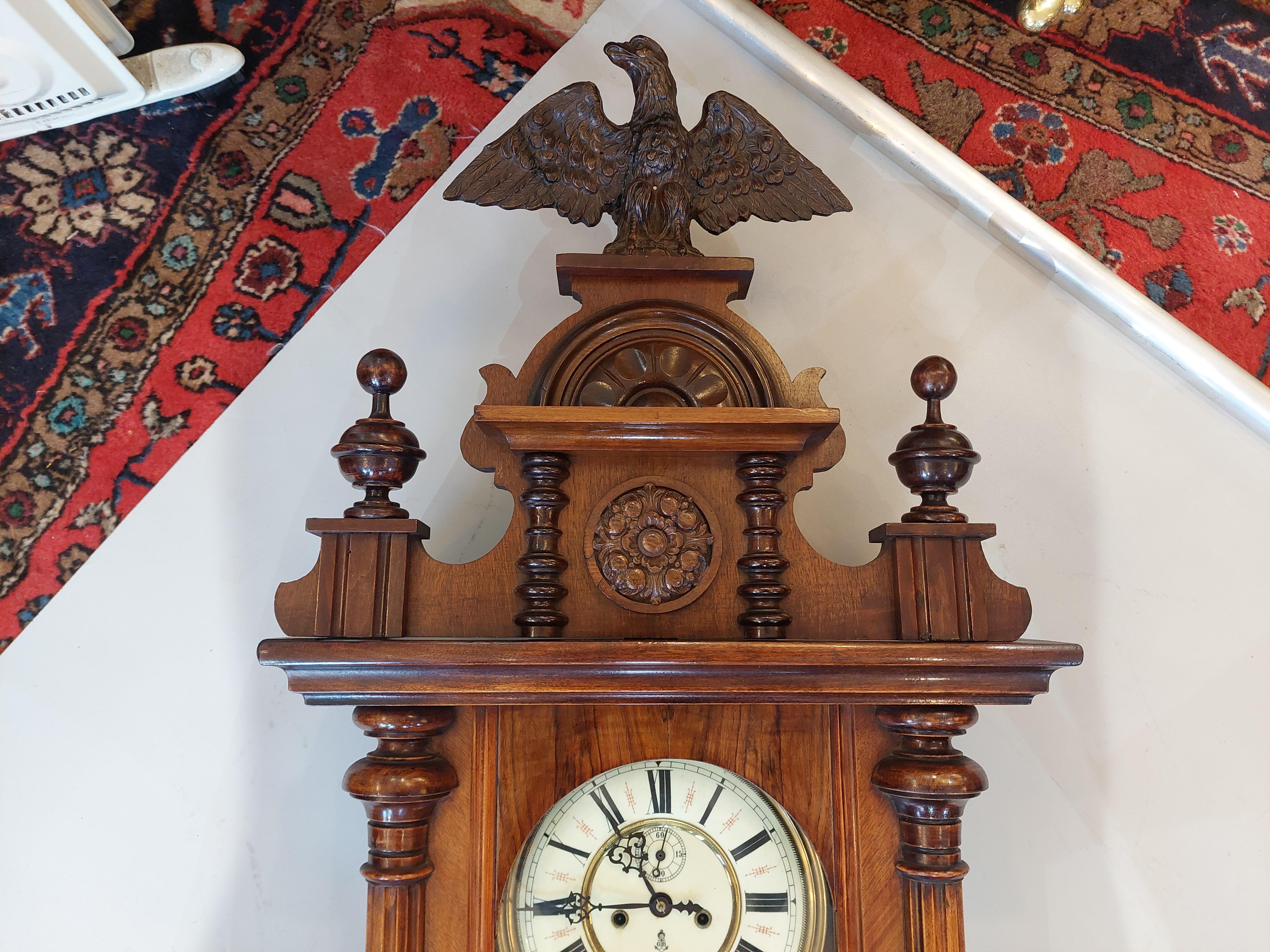 Reloj de pared Victoriano tardío de doble peso 