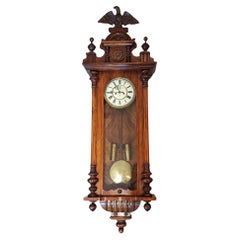 Reloj de pared Victoriano tardío de doble peso "Viena