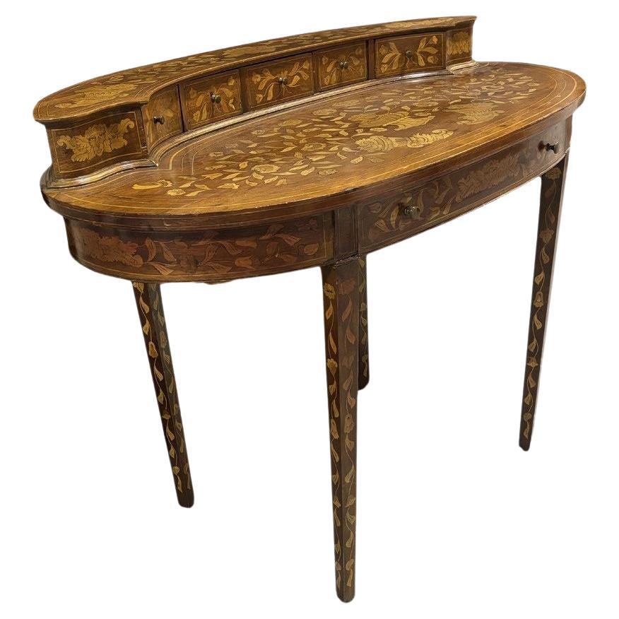 Late Victorian Dutch Marquetry Writing Desk For Sale