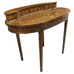 Antique Late Victorian Dutch Marquetry Writing Desk