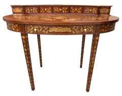 Late Victorian Dutch Marquetry Writing Desk w/ Inlaid Table Top