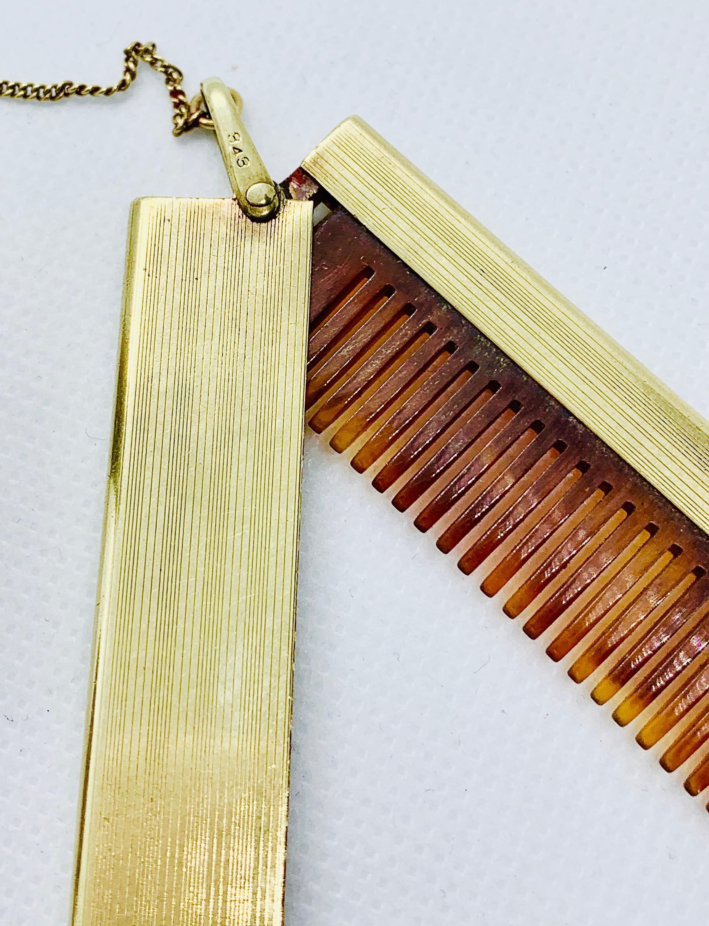 Late Victorian / Early Art Deco 14K YG Purse Vanity Set Lipstick Comb & Compact 2