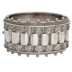 Late Victorian Eclectic Silver Cuff Bangle