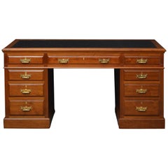 Late Victorian / Edwardian Walnut Pedestal Desk by Maple 
Co.