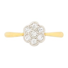 Late Victorian Eight Cut Diamond Dairy Cluster Ring, circa 1900s