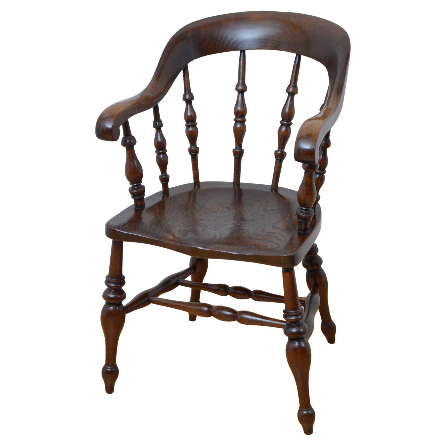 Late Victorian Elm Office or Desk Chair For Sale