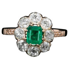 Late-Victorian Emerald & Diamond Ring Circa 1890s