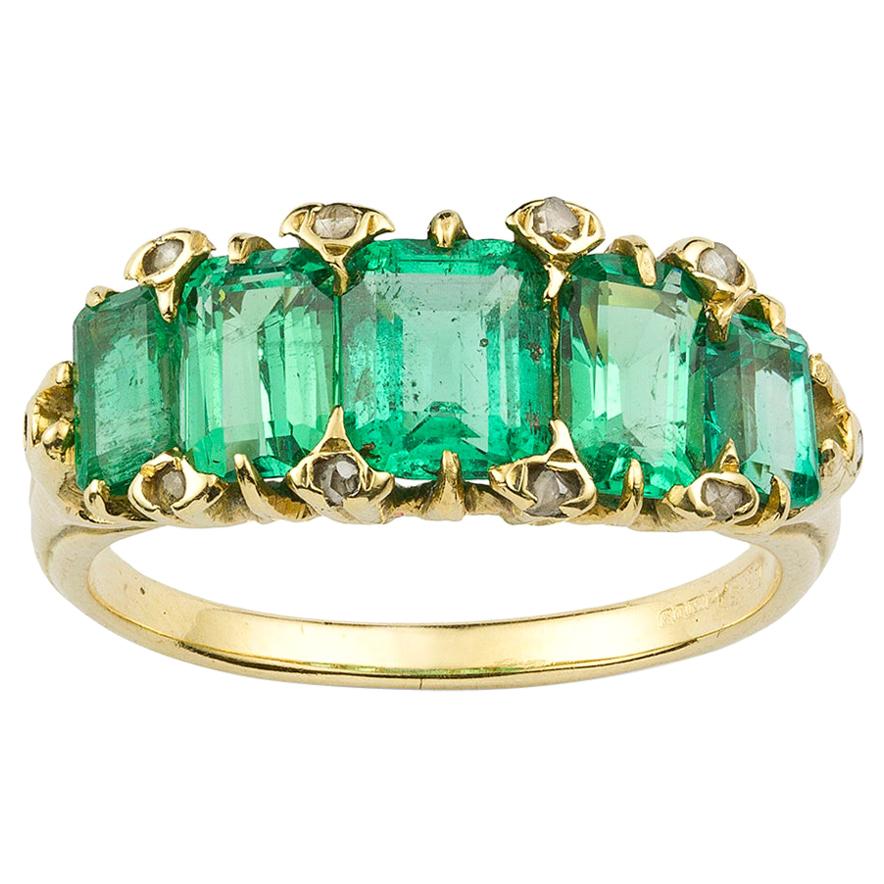 Late Victorian Emerald Five Stone Ring